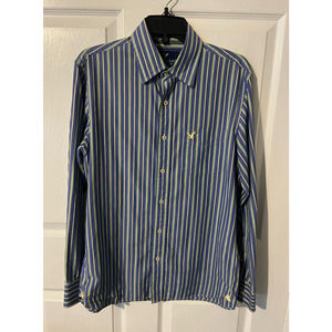 AMERICAN EAGLE OUTFITTERS Men's Button Front Vintage‎ Fit Blue Yellow Shirt  M